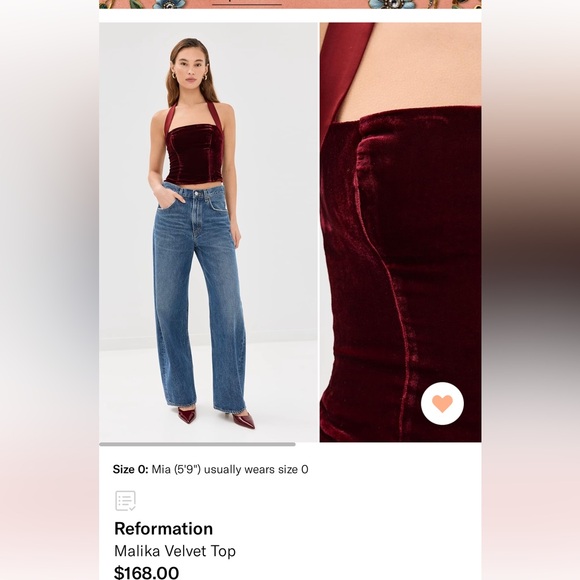 Reformation Malika Velvet Top - Picture 3 of 5